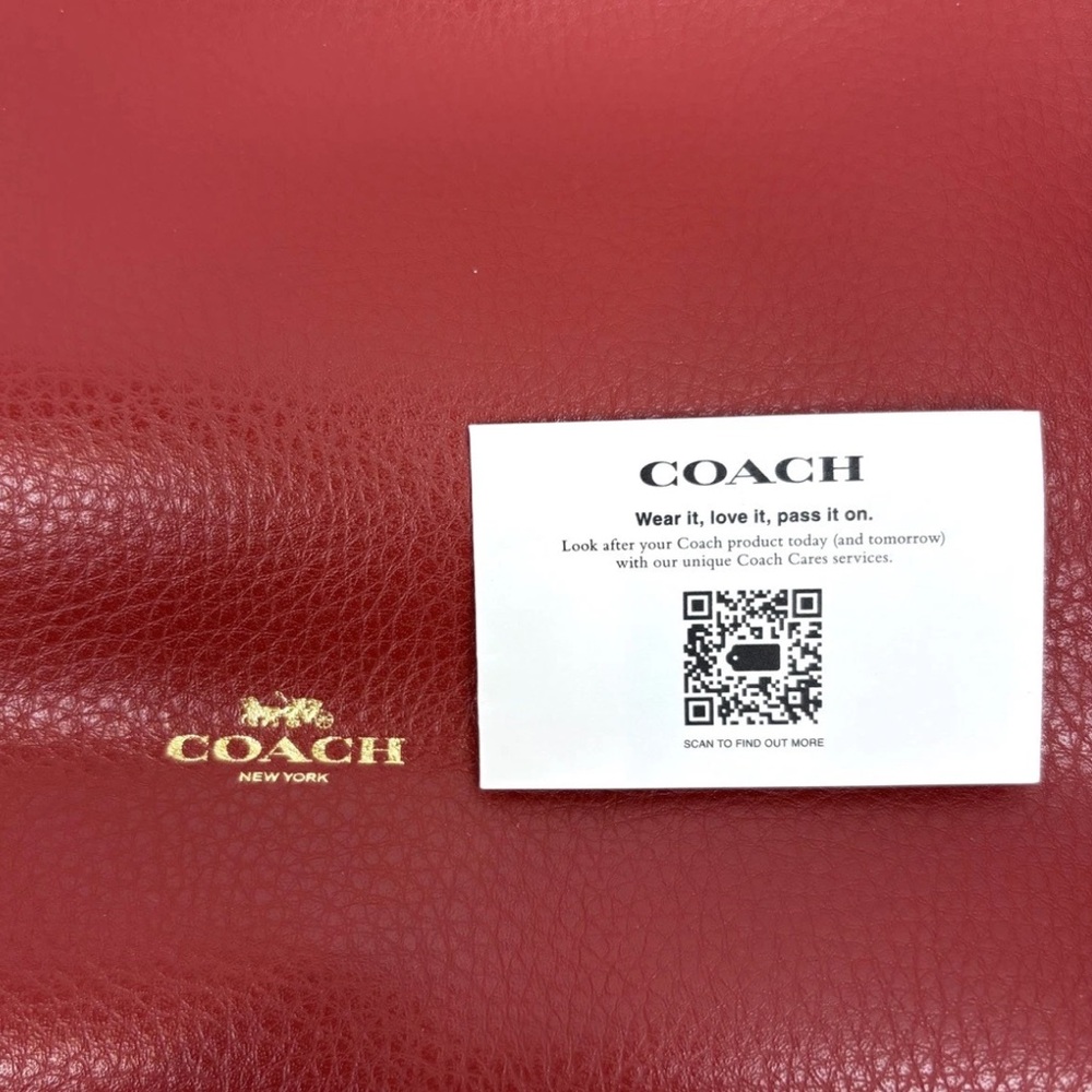 Coach Pebbled Leather Derby Tote Shoulder Bag Red - Picture 4 of 7